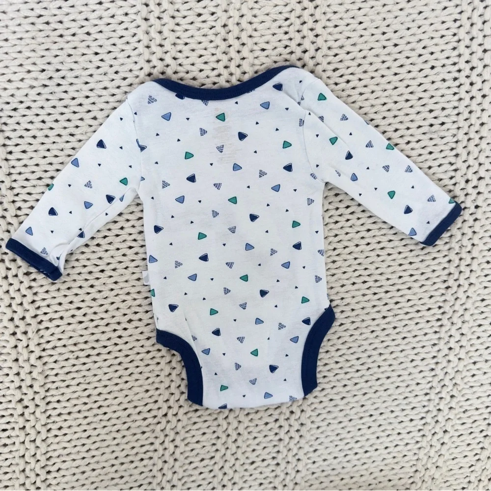 Just Born Nautical White and Blue Bodysuit Whale Design Organic Cotton Newborn